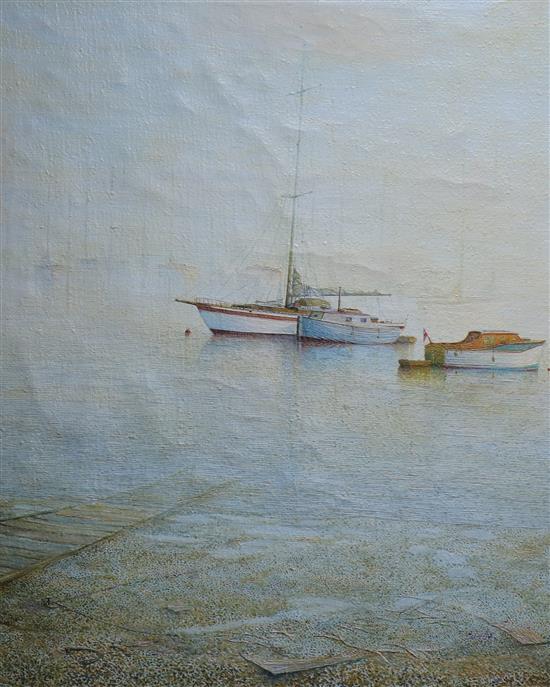 R. McGill, harbour scene, signed and dated 1967, 50 x 40cm